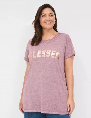 Lane Bryant Blessed Graphic Tee T-shirts Dames Dieppaars | LTB7535HN