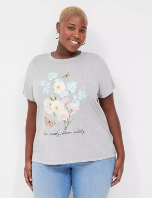 Lane Bryant Bloom Wildly Graphic Tee T-shirts Dames Grijs | PZW6426EA