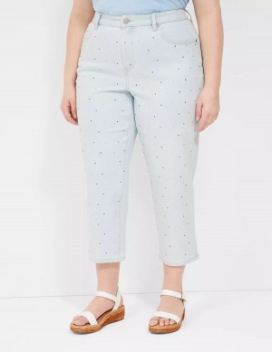 Lane Bryant Boyfriend Fit Capri With Rhinestone Embellishments Jeans Dames Lichtblauw | EMS4539QU