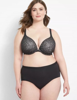 Lane Bryant Cotton Boost Plunge With Lace Bralettes Dames Zwart | DMY555AA