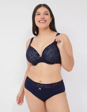 Lane Bryant Cotton Lightly Lined Full Coverage With Lace Bralettes Dames Blauw | AJG4336SL