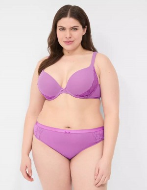 Lane Bryant Cotton With Lace Trim String Panty Dames Paars | MAV2741DI