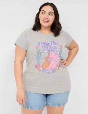 Lane Bryant Country Vibes Graphic Tee T-shirts Dames Lichtgrijs | KLL6481VT