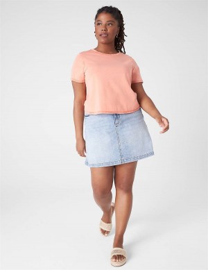 Lane Bryant Crop Crew-Neck Washed Tee T-shirts Dames Oranje | GMG4742ZF