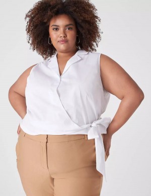 Lane Bryant Crop Sleeveless Full-Wrap Top T-shirts Dames Wit | XVU9583AY