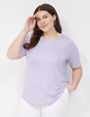 Lane Bryant Curved-Hem Perfect Sleeve Tee T-shirts Dames Paars | JVI1241LN