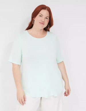 Lane Bryant Curved-Hem Perfect Sleeve Tee T-shirts Dames Lichtgroen | CVT5942DC