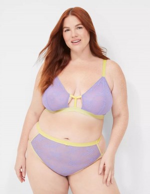 Lane Bryant Delicate Lace Peek-A-Boo No-Wire Bralettes Dames Paars | QRO617KR