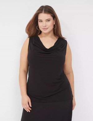 Lane Bryant Drape-Neck Shell T-shirts Dames Zwart | LTK4222EO