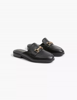 Lane Bryant Dream Cloud Faux-Leather Loafer Mules Dames Zwart | DAU1161GH