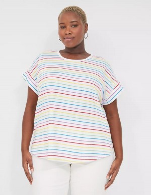Lane Bryant Easy Roll-Sleeve Tee T-shirts Dames Strepen | YTO154BO
