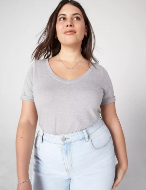 Lane Bryant Essential V-Neck Tee Tanktop Dames Lichtgrijs | HBN7028HG