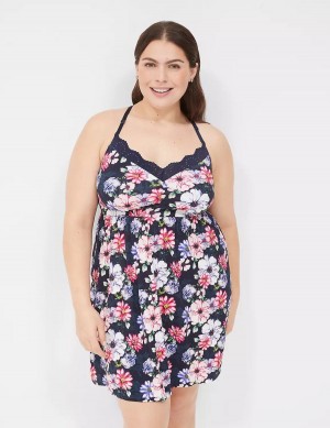 Lane Bryant Eyelet Lace-Trim Chemise Jurk Dames Donkerblauw | ZXR9333KD