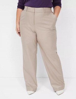 Lane Bryant Faux-Leather Straight Leg Broek Dames Grijs Bruin | ZRN456ZQ