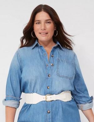 Lane Bryant Faux-Leather Stretch Accordion Riemen Dames Wit Roze | HQC9432AA