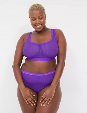 Lane Bryant Fishnet Scoop-Neck Sheer Bralettes Dames Paars | KYG36100ZT