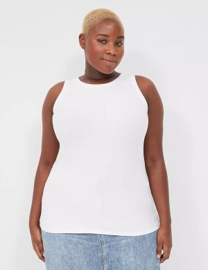 Lane Bryant Fitted High-Neck Rib Tanktop Dames Wit | ZGB3498RS