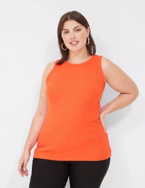 Lane Bryant Fitted High-Neck Rib Tanktop Dames Lichtrood | BNP2522JP