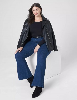 Lane Bryant Fitted Long-Sleeve Crop Tee T-shirts Dames Zwart | ZUF7890VP
