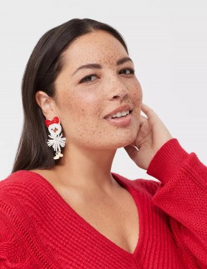 Lane Bryant Holiday Beaded Snowman Oorbellen Dames Goud | FGU233JY