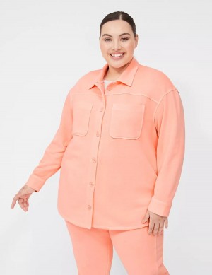 Lane Bryant LIVI Button-Front French Terry Shacket Overhemd Dames Koraal | LTV2936AK