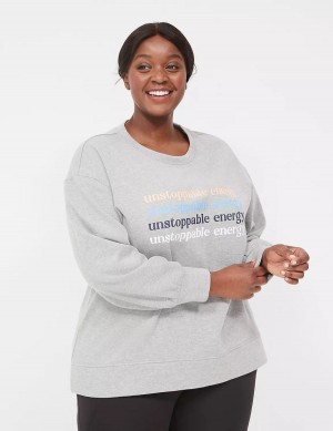 Lane Bryant LIVI Crew-Neck French Terry Sweatshirts Dames Grijs | UWJ308HH