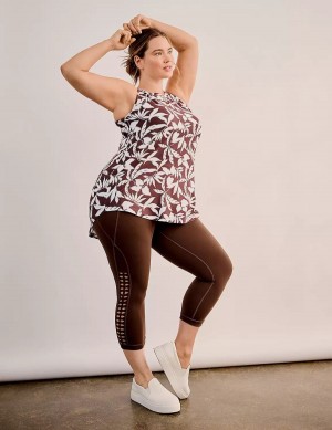 Lane Bryant LIVI Crew-Neck V-Back Recycled LIVI Soft Tanktop Dames Bruin | MZV111CU