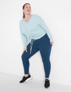 Lane Bryant LIVI Crop Boatneck Ruched-Detail Sweatshirts Dames Lichtgroen | MBG4531YU