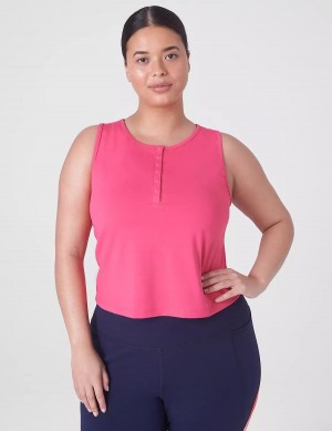 Lane Bryant LIVI Crop Snap-Up Wicking Tanktop Dames Fuchsie Roze | VZZ9661RE