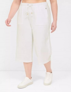 Lane Bryant LIVI French Terry Relaxed Straight Capri Broek Dames Wit | BYP8176EA