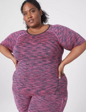 Lane Bryant LIVI Seamless Fitted Spacedye Top T-shirts Dames Roze | KVY166EI