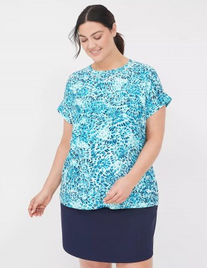 Lane Bryant LIVI Soft Crew-Neck Recycled Tee T-shirts Dames Turquoise | JGS4738VA