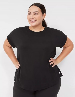 Lane Bryant LIVI Soft Crew-Neck Recycled Tee T-shirts Dames Zwart | UZN3640QR