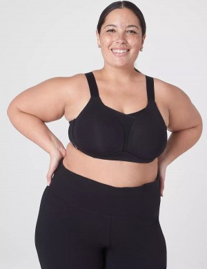 Lane Bryant LIVI Wireless Medium-Impact Wicking Sport BH Dames Zwart | ZUW9651FB