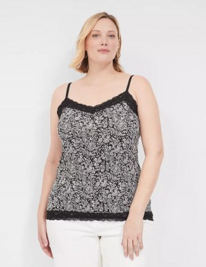Lane Bryant Lace-Trim Cami Tanktop Dames Zwart | SRD925RI