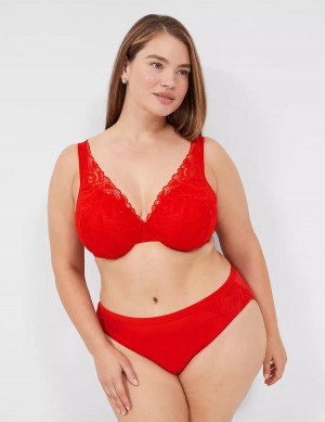 Lane Bryant Lightly Lined Full Coverage With Lace Bralettes Dames Rood | JKZ3476RR