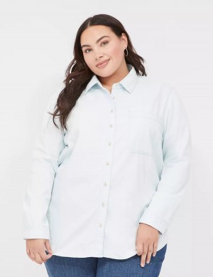 Lane Bryant Long-Sleeve Button-Front Denim Boyfriend Overhemd Dames Lichtblauw | TLZ3545HH