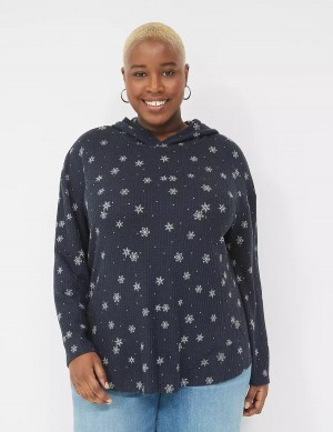 Lane Bryant Long-Sleeve Curved-Hem Tee T-shirts Dames Donkerblauw | WWR9230RP
