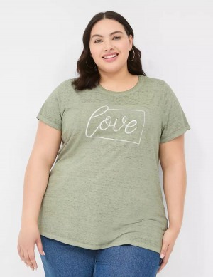 Lane Bryant Love Graphic Tee T-shirts Dames Olijfgroen Groen | AOQ4850KX