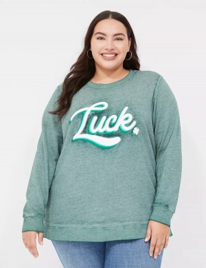 Lane Bryant Luck Graphic Sweatshirts Dames Groen | IWT2688CE