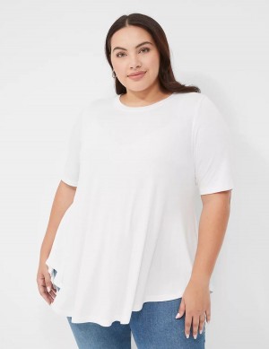 Lane Bryant Max Swing Perfect Sleeve Crew-Neck Tee T-shirts Dames Wit | SZR5748FD