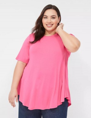 Lane Bryant Max Swing Perfect Sleeve Crew-Neck Tee T-shirts Dames Roze | TRC5694TZ