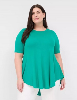 Lane Bryant Max Swing Perfect Sleeve Crew-Neck Tee T-shirts Dames Lichtturquoise | BHA6349XF