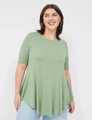 Lane Bryant Max Swing Perfect Sleeve Crew-Neck Tee T-shirts Dames Lichtgroen | SRW4567UD