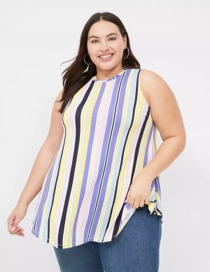 Lane Bryant Max Swing Sleeveless High-Neck Tunic T-shirts Dames Paars Gekleurd Strepen | XNK8481VX