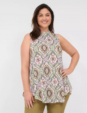 Lane Bryant Max Swing Sleeveless High-Neck Tunic T-shirts Dames Gekleurd | QJH8289RG