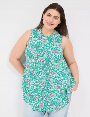 Lane Bryant Max Swing Sleeveless High-Neck Tunic T-shirts Dames Lichtturquoise | RJE1058IB