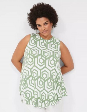 Lane Bryant Max Swing Sleeveless High-Neck Tunic T-shirts Dames Groen | CTR236AY