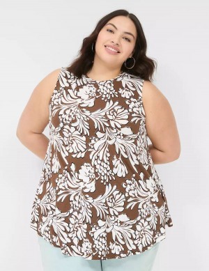 Lane Bryant Max Swing Sleeveless High-Neck Tunic T-shirts Dames Bruin | JBR733BL
