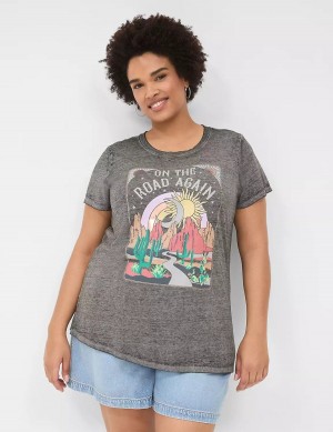 Lane Bryant On The Road Graphic Tee T-shirts Dames Grijs | BNG8019YI